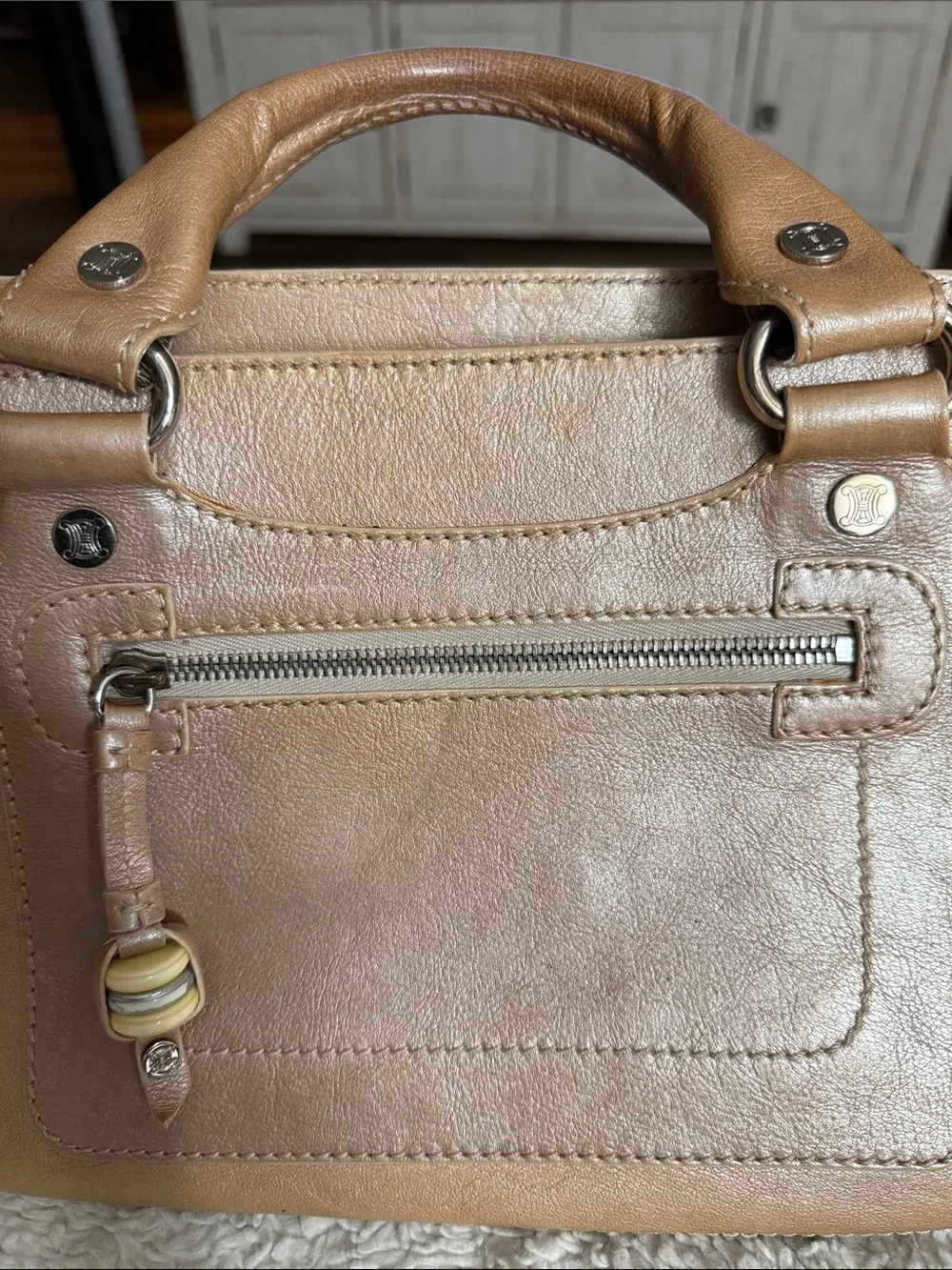 Celine Genuine Leather Top-Handle Women’s Bag in Light Brown